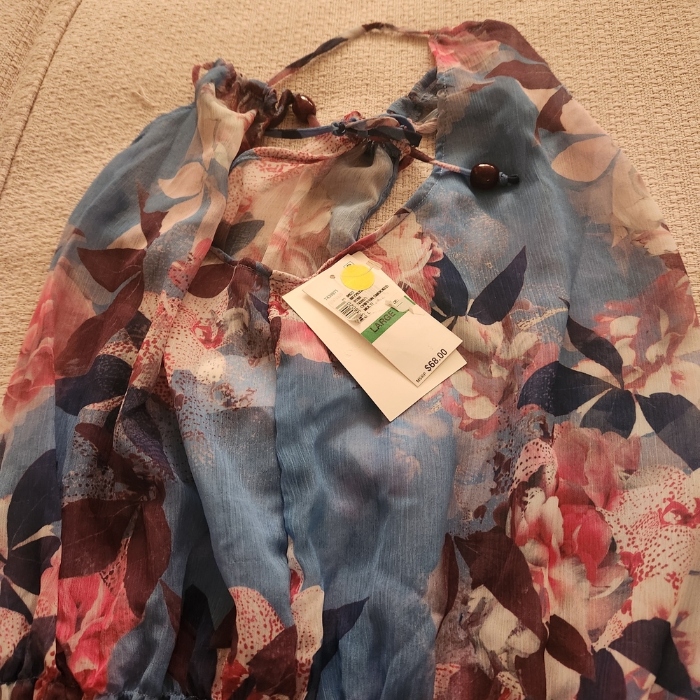 BECCA Floral Mini Dress - Blue and Pink